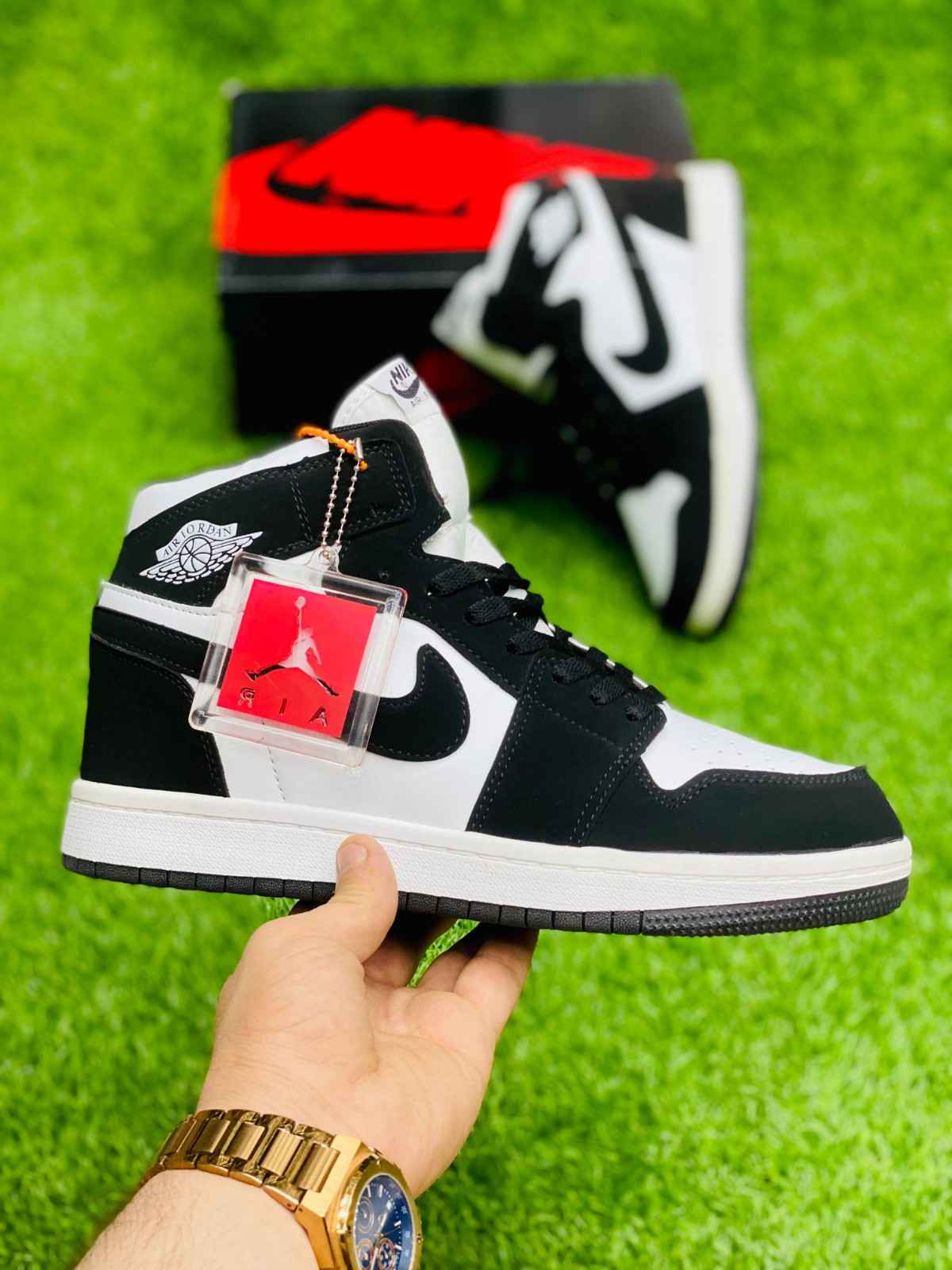 AJ1 High Black White High Suede