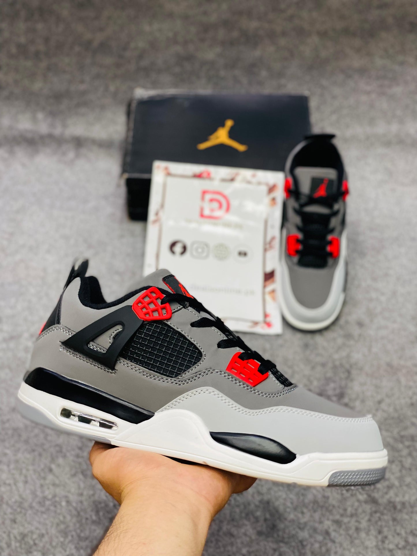 AJ4 Grey Red