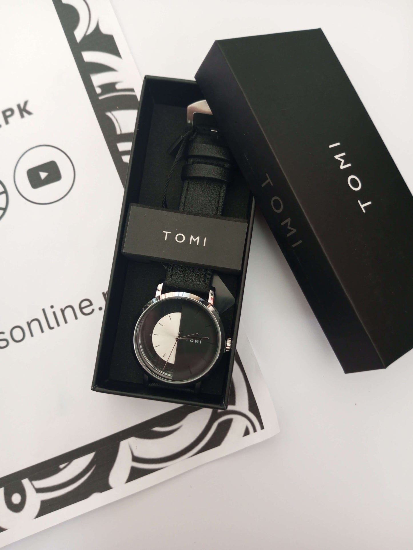 "Tomi"Brand Leather Strap Wrist Watch