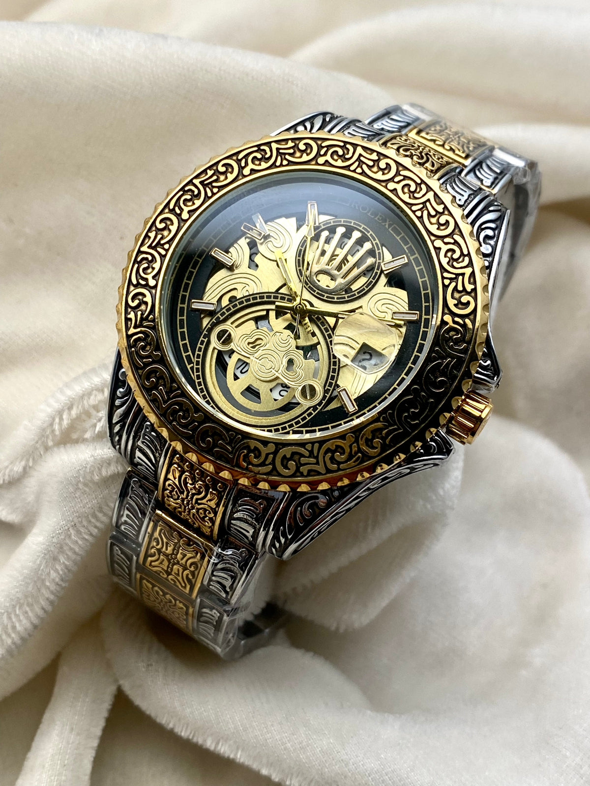 RLX Black & Gold Chain Watch Engraving Model