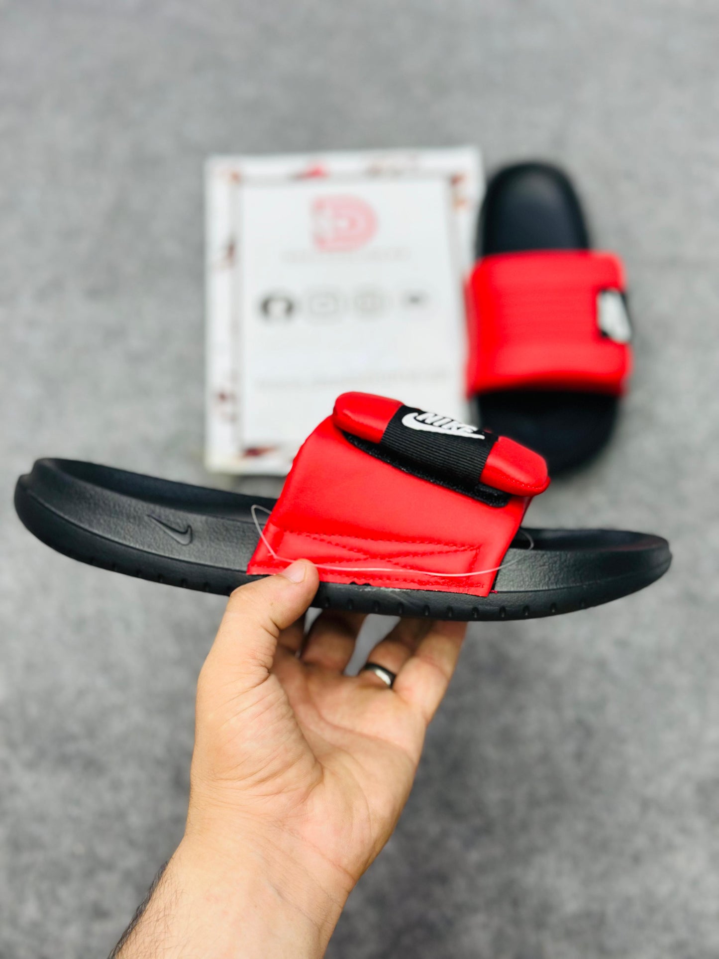 "-Nike-" Slippers | 5001 Red Black