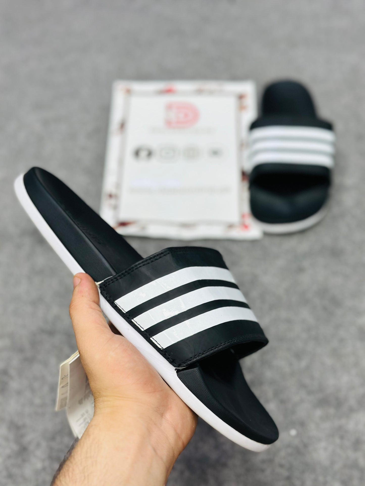 "-Adidas-" Slippers | 8001 White Black