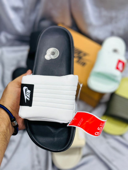 "'-Nike-" Slippers | 5001 White Black